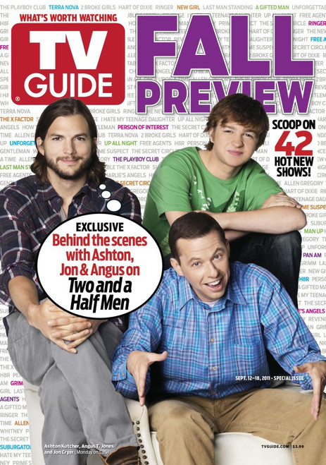 Two And A Half Men, Clockwise From Top Left: Ashton Kutcher, Angus T. Jones, And Jon Cryer, Tv Guide Cover, September 12-18, 2011. Tv Guide/Courtesy Everett Collection Poster Print