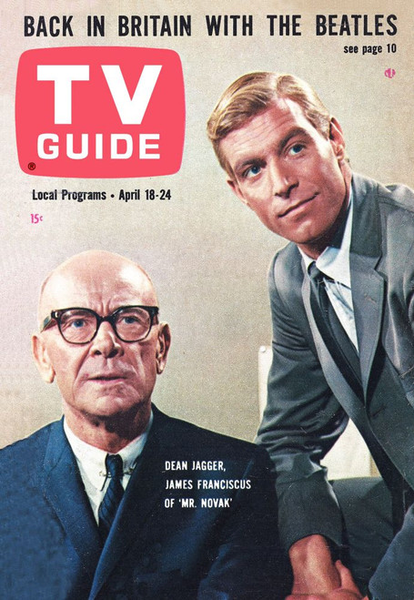 Mr. Novak, From Left: Dean Jagger, James Franciscus, Tv Guide Cover, April 18-24, 1964. Tv Guide/Courtesy Everett Collection Poster Print