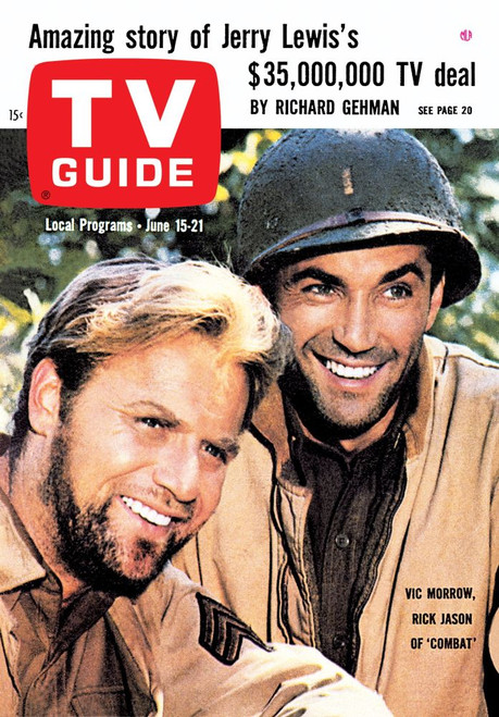 Combat, From Left: Vic Morrow, Rick Jason, Tv Guide Cover, June 15-21, 1963. Ph: Gene Trindl. Tv Guide/Courtesy Everett Collection Poster Print