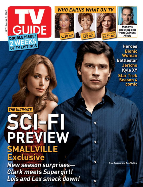 Smallville, Erica Durance And Tom Welling, Tv Guide Cover, July 23 - August 5, 2007. Tv Guide/Courtesy Everett Collection Poster Print