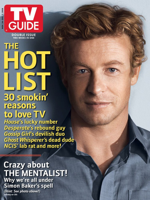 The Mentalist, Simon Baker, Tv Guide Cover, November 24 - December 7, 2008. Tv Guide/Courtesy Everett Collection Poster Print