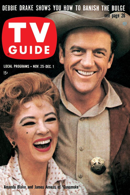 Gunsmoke, From Left: Amanda Blake, James Arness, Tv Guide Cover, November 25 - December 1, 1961. Ph: Gene Trindl. Tv Guide/Courtesy Everett Collection Poster Print
