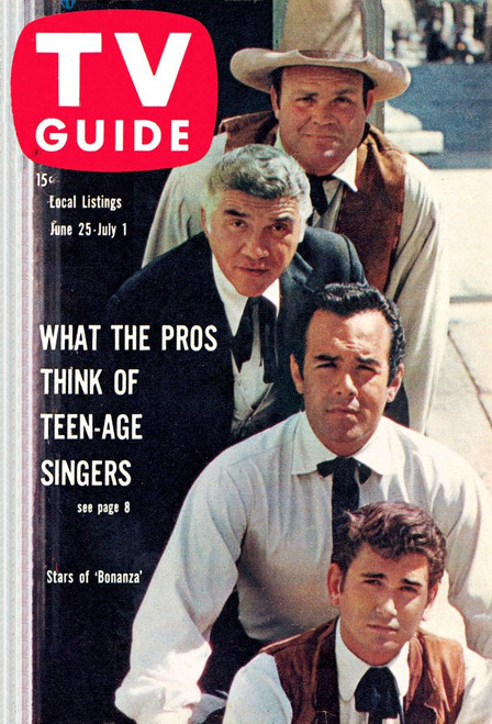 Bonanza, From Top: Dan Blocker, Lorne Greene, Pernell Roberts, Michael Landon, Tv Guide Cover, June 25 - July 1, 1960. Ph: Gene Trindl. Tv Guide/Courtesy Everett Collection Poster Print