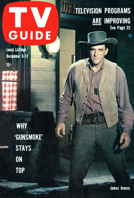 Gunsmoke, James Arness, Tv Guide Cover, December 6-12, 1958. Tv Guide/Courtesy Everett Collection Poster Print