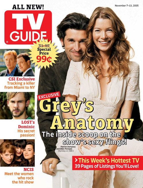 Grey'S Anatomy, Patrick Dempsey And Ellen Pompeo, Tv Guide Cover, November 7-13, 2005. Tv Guide/Courtesy Everett Collection Poster Print