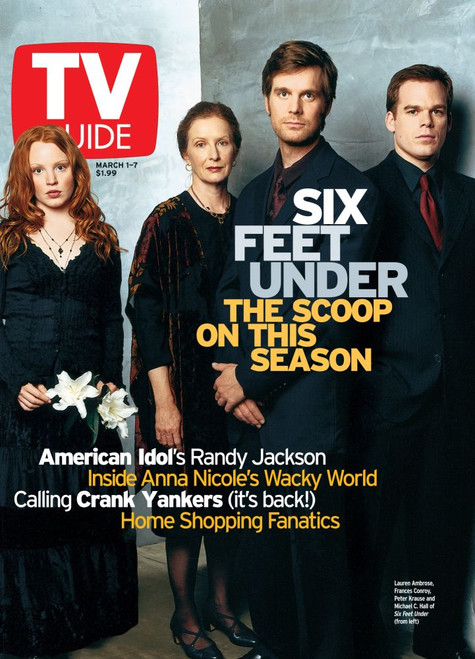 Six Feet Under, From Left: Lauren Ambrose, Frances Conroy, Peter Krause, Michael C. Hall, Tv Guide Cover, March 1-7, 2003. Tv Guide/Courtesy Everett Collection Poster Print