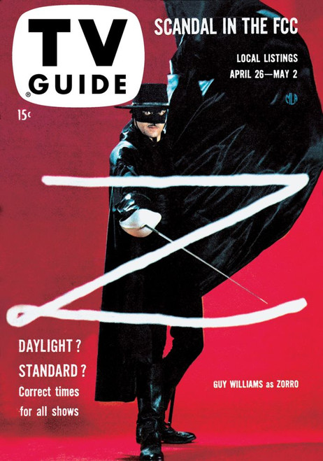 Zorro, Guy Williams, Tv Guide Cover, April 26 - May 2, 1958. Tv Guide/Courtesy Everett Collection Poster Print
