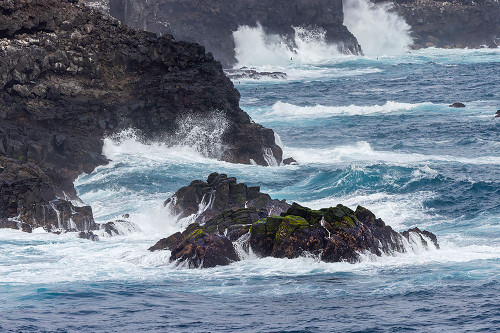 Waves crashing over lava rocks on shoreline of Espanola Island-Galapagos Islands-Ecuador Poster Print - Adam Jones # VARPDXSA07AJE0123