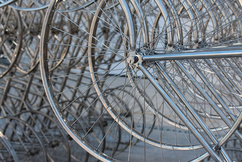 Metal bicycle wheels Poster Print - Cindy Miller Hopkins # VARPDXSA01CMI0206