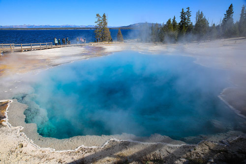 Yellowstone National Park-West Thumb Geysers-Lake Yellowstone Poster Print - Jolly Sienda # VARPDXUS51JSI0004