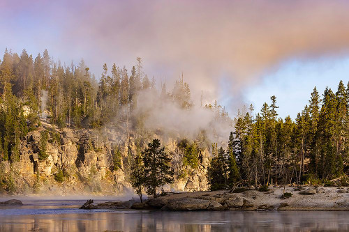 Morning mist on Yellowstone River-Yellowstone National Park-Wyoming Poster Print - Adam Jones # VARPDXUS51AJE0766