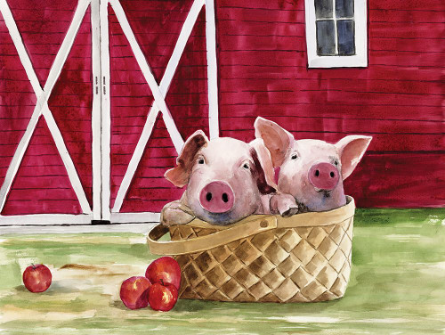 Pigs in a Basket Poster Print - White Ladder # VARPDXWL149