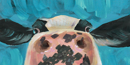 Curious Cow Poster Print - White Ladder # VARPDXWL148