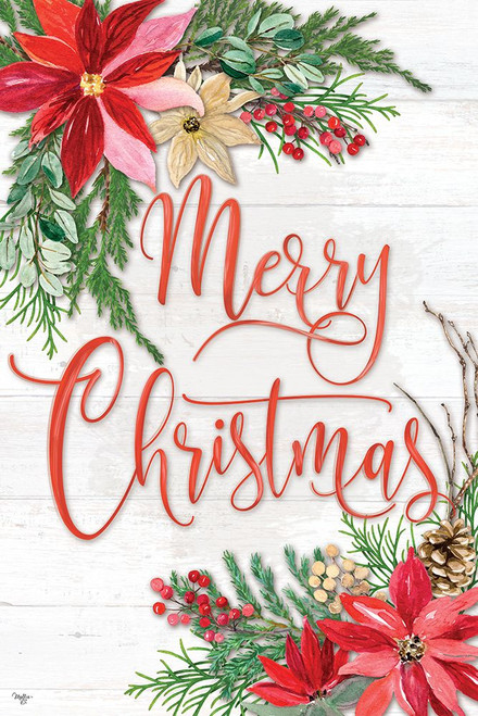 Merry Christmas Poinsettias Poster Print - Mollie B. # VARPDXMOL2176
