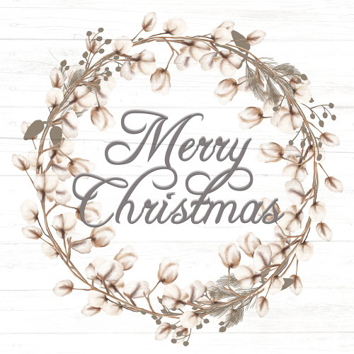 Merry Christmas Cotton Wreath Poster Print - Kimberly Allen # VARPDXKASQ3321A