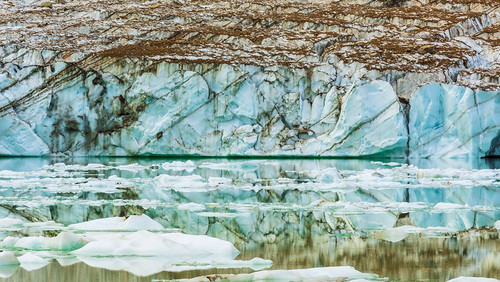 Icebergs on glacial meltwater under Mount Edith Cavell-Jasper National Park-Alberta-Canada Poster Print - Russ Bishop # VARPDXCN01RBS0147