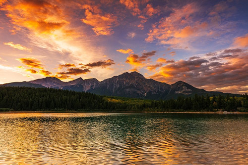 Sunset at Patricia Lake-Jasper National Park-Alberta-Canada Poster Print - Russ Bishop # VARPDXCN01RBS0135