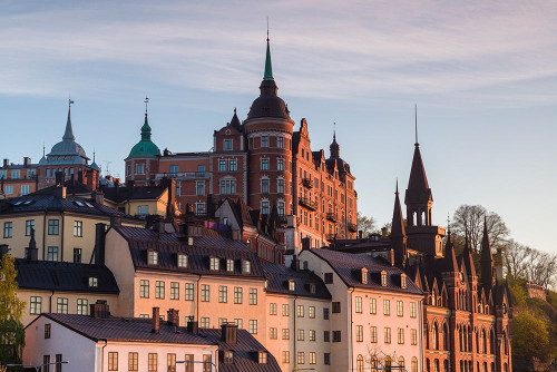Sweden-Stockholm-view towards Sodermalm neighborhood-sunset Poster Print - Walter Bibikow # VARPDXEU28WBI0520