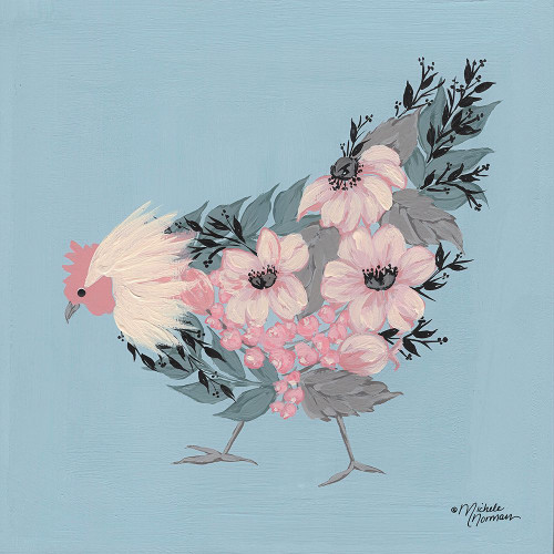Blue Floral Hen Poster Print - Michele Norman # VARPDXMN261