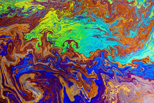 Abstract pattern in oil spilled in small stream-Costa Rica Poster Print - Adam Jones # VARPDXSA22AJE0070
