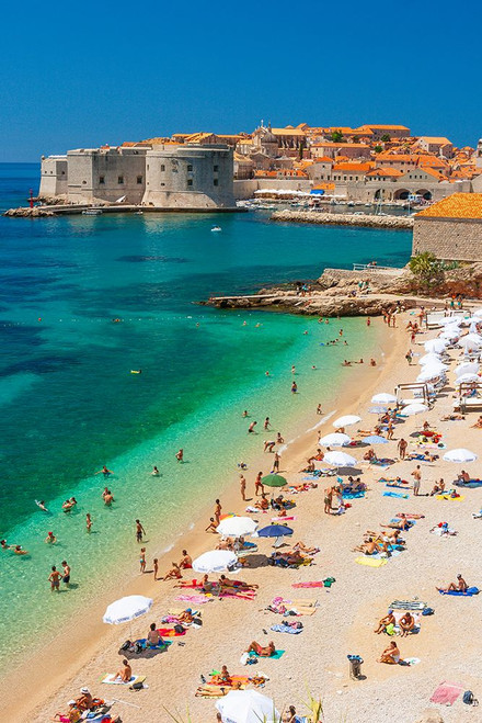 Dubrovnik-Croatia-Beach on the Adriatic Sea near Old Town Poster Print - Tom Haseltine # VARPDXEU32THA0079