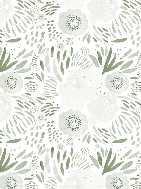 Green Watercolour Florals Poster Print - Leah Straatsma # VARPDXLSRC613A