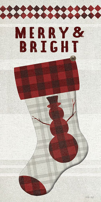 Merry And Bright Stocking Poster Print - Cindy Jacobs # VARPDXCIN3552