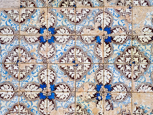 Portugal-Costa Nova-Colorful azulejo tiles on the exterior wall of house Poster Print - Julie Eggers # VARPDXEU23JEG0522
