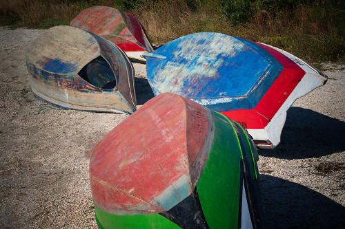 Europe-Portugal-Torreira-Wooden boats on beach Poster Print - Jaynes Gallery # VARPDXEU23BJY0077