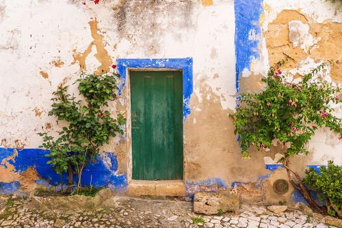 Europe-Portugal-Obidos-Weathered house exterior Poster Print - Jaynes Gallery # VARPDXEU23BJY0069