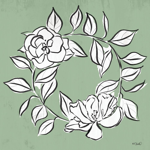 Floral Wreath Sketch Poster Print - Kate Sherrill # VARPDXKS250