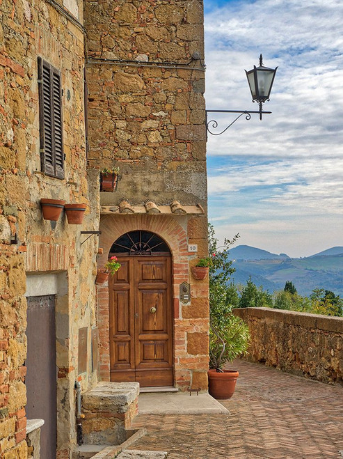 Italy-Tuscany-Pienza Entrance to a home Poster Print - Julie Eggers # VARPDXEU16JEG1756