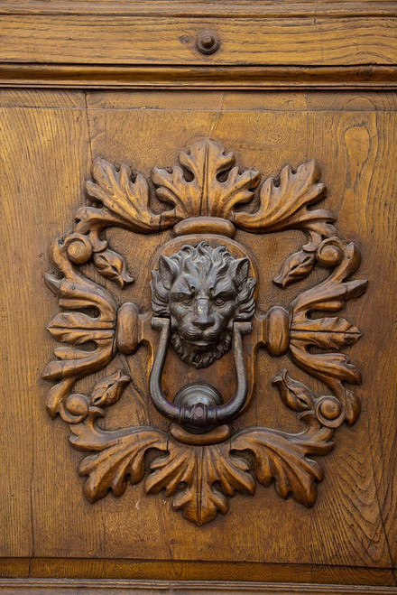 Italy-Tuscany Ornate door knocker in the historic hill town of Montalcino Poster Print - Julie Eggers # VARPDXEU16JEG1159