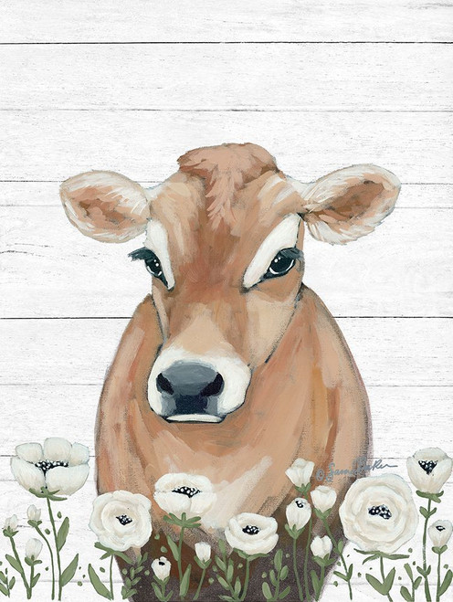 Cow With Flowers Poster Print - Sara Baker # VARPDXBAKE290