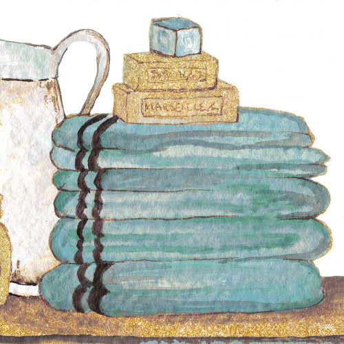 Gold Bath Accessories IV Poster Print - Elizabeth Medley # VARPDX9239B