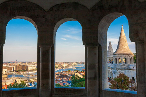 Hungary-Budapest-View from inside Fishermans Bastion Poster Print - Tom Haseltine # VARPDXEU13THA0108