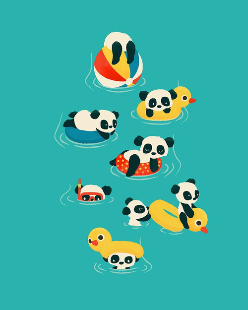 Tubing Pandas Poster Print - Jay Fleck # VARPDXF884D