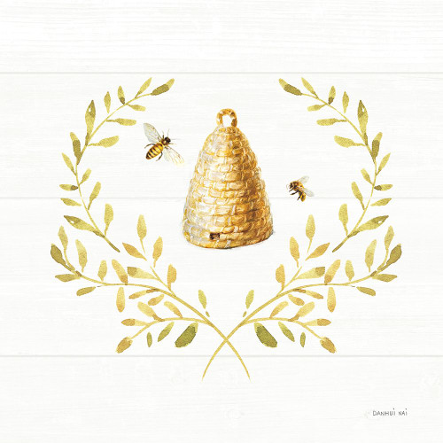 Bees and Blooms Skep Laurel Poster Print - Danhui Nai # VARPDX78404