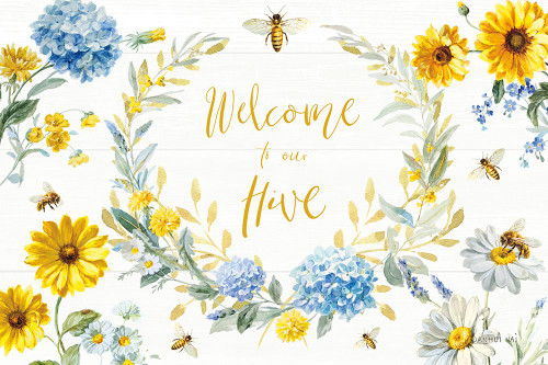 Bees and Blooms Flowers I Poster Print - Danhui Nai # VARPDX78394