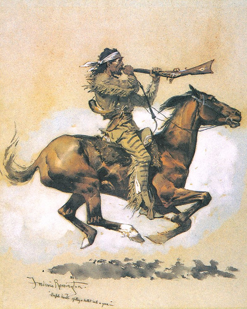 Buffalo Hunter Spitting A Bullet Into A Gun Poster Print - Frederic Remington # VARPDX66303