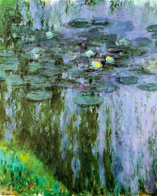 Water-lilies purple-green 1909 Poster Print - Claude Monet # VARPDX67170