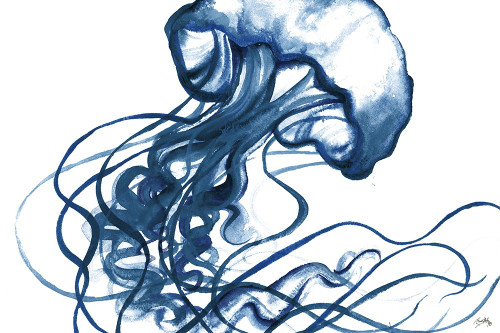 Jellyfish In The Blues Poster Print - Elizabeth Medley # VARPDX12305N