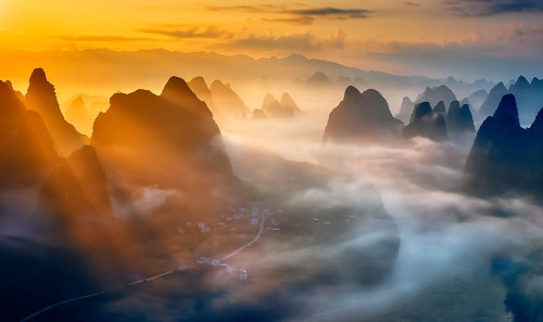 Yangshuo Sunrise Poster Print - Hua Zhu # VARPDX1083133