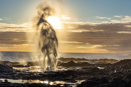 The Spouting Horn at sunset near Poipu in Kauai-Hawaii-USA by Chuck Haney - Item # VARPDXUS12CHA0056