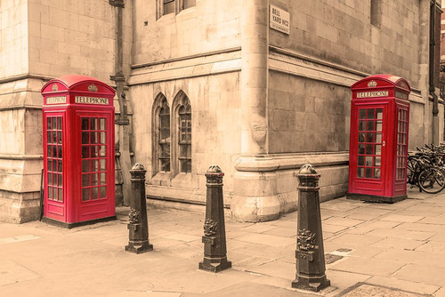 London Red Phone Booths Poster Print - Richard Silver