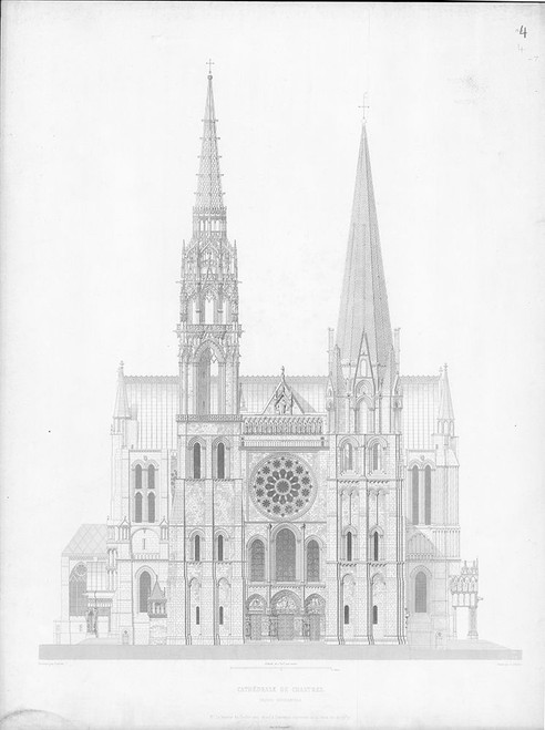 Vintage Monografie de la Cathedrale de Chartres Facade occidentale Gravure Poster Print - Unknown - Item # VARPDXQVT1124