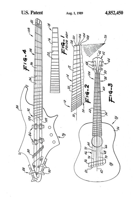 Vintage Patent Illustrations - Fender Guitar Poster Print - Unknown