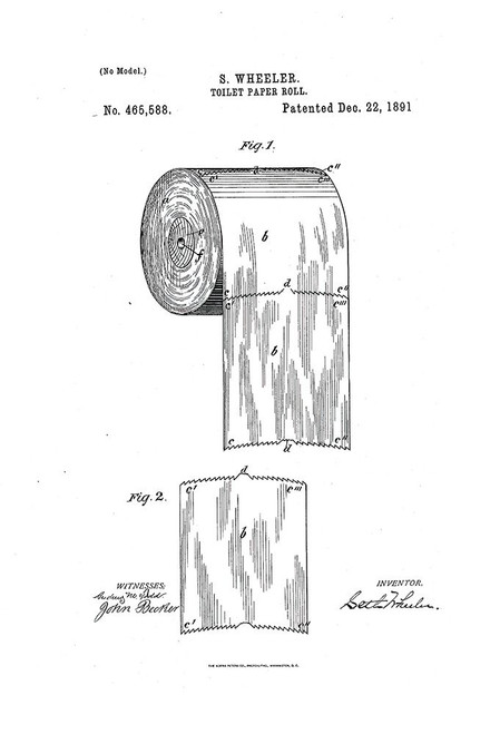 Vintage Patent Illustrations - Toilet Paper Poster Print - Unknown - Item # VARPDXQVT1063
