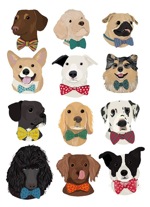 Dog In Bow Poster Print - Hanna Melin