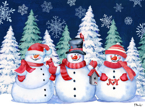 Holiday Icy Snowman Horizontal II - Navy Poster Print - Paul Brent